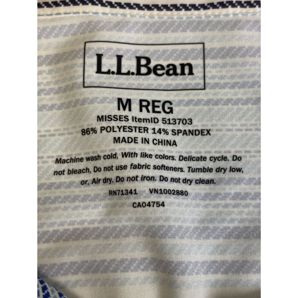 L.L.Bean Blue & White Striped Shirt V-Neck Dress Women’s M Reg Soft and Like New - Picture 4 of 4